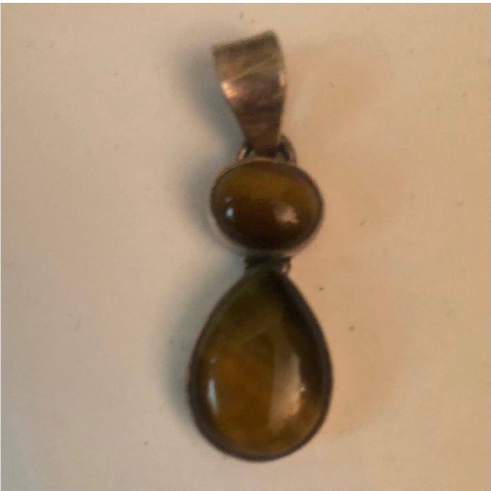 NEW- pendant with Sterling Silver & brown tiger eye semiprecious stone NWOT